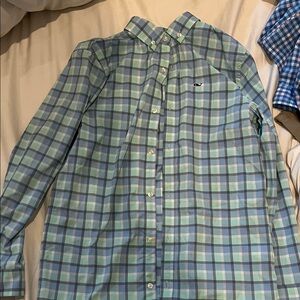 Vineyard Vines Blue and Green Plaid Shirt